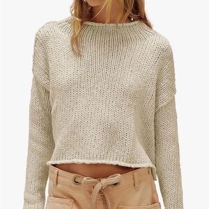 Amazon Cream Knit Crew Neck Sweater